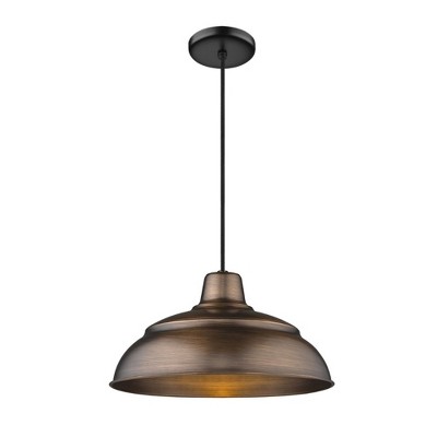 14" Gold Copper Indoor/Outdoor Bowl Pendant Light
