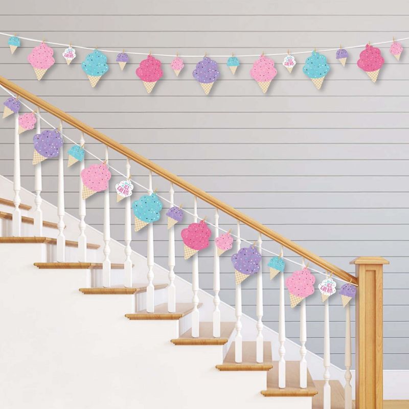 Big Dot of Happiness Scoop Up the Fun - Ice Cream - Sprinkles Party DIY Decorations - Clothespin Garland Banner - 44 Pieces, 2 of 9