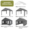 Garvee 10x20 Carport -Portable Upgraded Garage, Heavy Duty Carport with 4 Roll-up Doors & 4 Ventilated Windows,Gray - 3 of 4