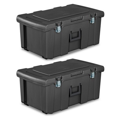 Tough Box 20GTBXBLKYW 20-Gallon Plastic Footlocker Storage Tote With Wheels  at Sutherlands