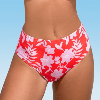 Women's Floral Red Swimsuit Bikini Bottom - Cupshe