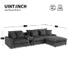 114''W Corduroy L-Shaped Sectional Sofa with Bluetooth Speakers, USB Charger, Cup Holders and Ottoman - ModernLuxe - 3 of 4
