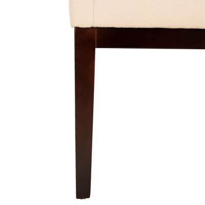 Elegant Transitional Sloping Armchair in Natural Cream with Cherry Mahogany Legs