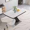 CENGHU Modern Square Dining Table, White Table Top, Black and White MDF X-Shape Table Leg with Metal Base, Stretchable End Table for Dining Room - 3 of 4
