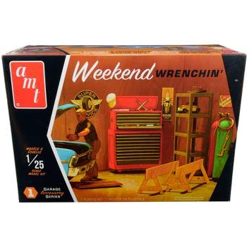 Skill 2 Model Kit Garage Accessory Set #1 with Figurine "Weekend Wrenchin'" 1/25 Scale Model by AMT