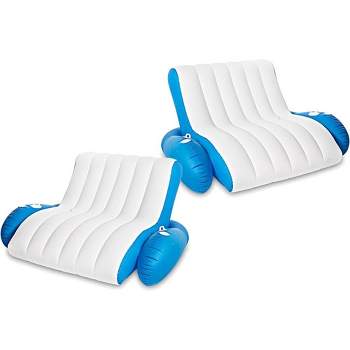 Zone Tech Inflatable Pool Recliner Luxury Float 2 Pack - High & Dry Duo Float, Heavy-Duty Lounge for Pool, Lake Float, River Raft, Beach Chair