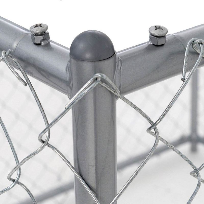 Lucky Dog 10 by 6 Foot Large Outdoor Galvanized Steel Chain Link Dog Kennel with Latching Door, 1.5 Inch Raised Legs, and WeatherGuard Roof Cover, 4 of 7