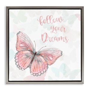 Stupell Industries Follow Your Dreams Pink Butterfly, 18" x 18" - 1 of 4