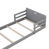Twin Size Floor Bed With Storage Footboard, Wooden Twin Bed Frame With Guardrail For Teens Bedroom, No Box Spring Needed - 4 of 4