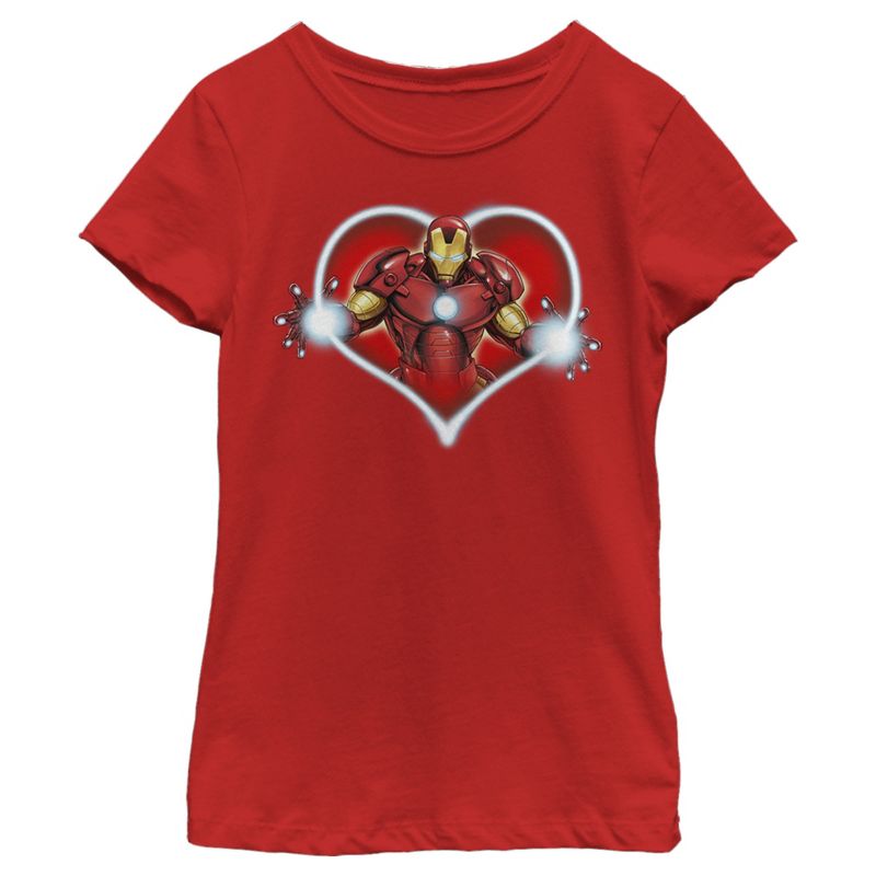 Girl's Marvel Iron Man Repulsors Heart T-Shirt, 1 of 6