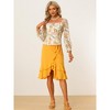 INSPIRE CHIC Women's Floral Smocked Elegant Puff Long Sleeve Square Neck Blouse - 4 of 4