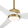 Casa Vieja 60" Montage Modern Indoor Outdoor Ceiling Fan 3 Blade LED Light Remote Control Soft Brass Finish White Blades Bedroom Patio Damp Rated - 3 of 4