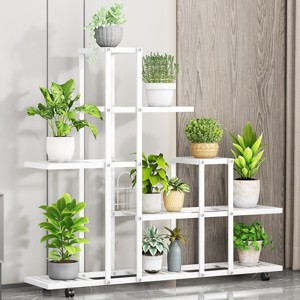 Plant Stand With Wheels, Metal Tiered Plant Stand Flower Display Stand Indoor Plant Shelf Flower Pot Holder Rack for Living Room Patio Garden Home - 1 of 4