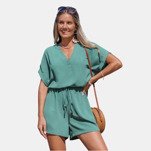 Women's Chic Beachy Romper with Drawstring Waist - Cupshe - 1 of 4