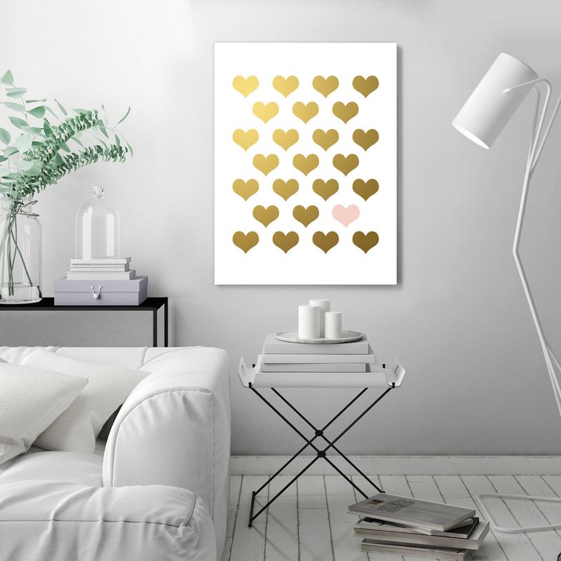 Americanflat Minimalist Hearts Gold Blush By Wall + Wonder Unframed Canvas Wall Art, 1 of 5