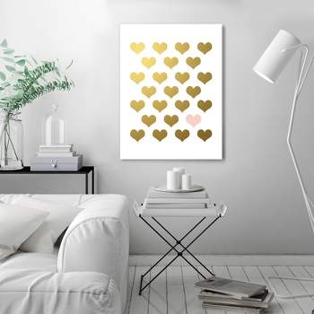 Americanflat Minimalist Hearts Gold Blush By Wall + Wonder Unframed Canvas Wall Art