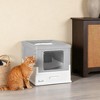 FONTOI Enclosed Cat Litter Box with Scoop, Hooded Kitty Litter Boxes with Drawer Tray, Smell Proof Cat Potty Pet Toilet, Grey 18.75"* 14"*14.5" - 2 of 4