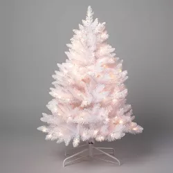 4' Pre-Lit White Alberta Mini Artificial Christmas Tree Clear Lights - Wondershop™