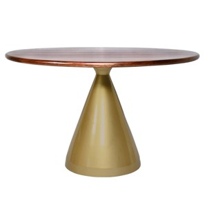 Carolina Living Regina Pedestal Dining Table Elm Gold: 48" Mango Wood, Metal Base - 1 of 4
