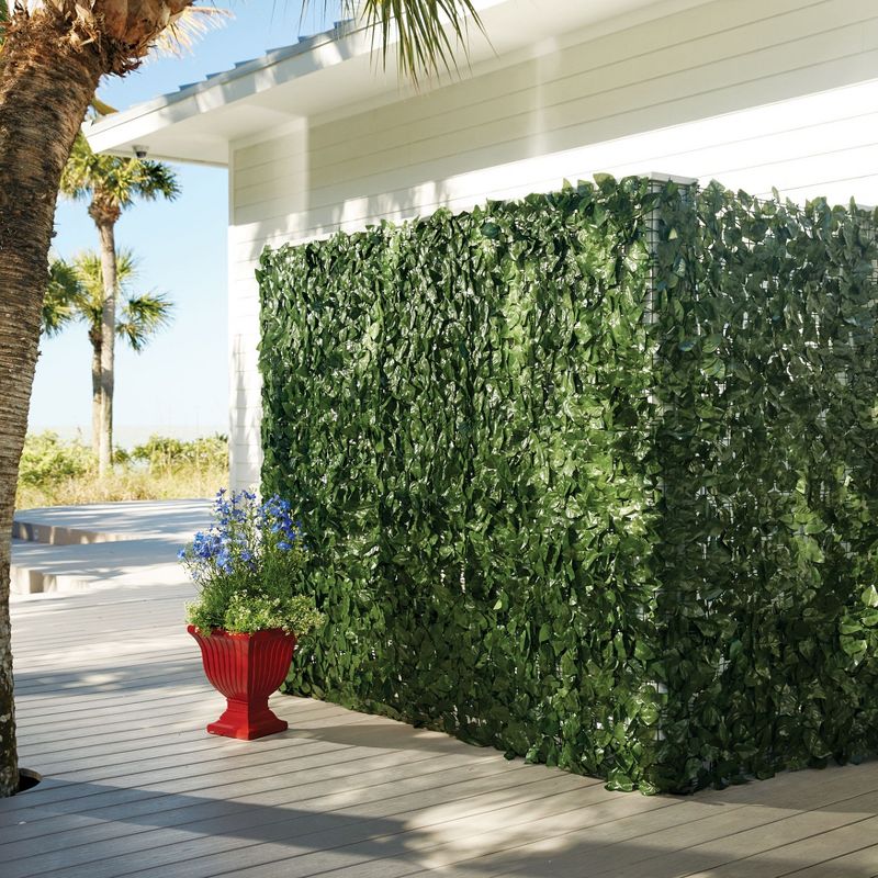 Weather Resistant High Faux Greenery Privacy Screen Fence - 9'10"L x 59"H, 1 of 2