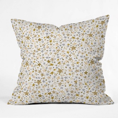 16"x16" Ninola Design Winter Stars Holiday Square Throw Pillow Gold/Yellow - Deny Designs