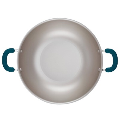Teal Shimmer 14.25-Inch Aluminum Nonstick Wok with Silicone Handles