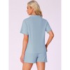 INSPIRE CHIC Women's Button Up Cotton Soft Short Sleeve Sleepwear with Shorts Pajamas Set - 3 of 4