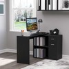 HOMCOM L Shaped Corner Computer Desk Workstation with Rotating Storage Shelves and Drawer for Home & Office - 2 of 4