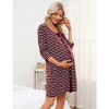 WhizMax Mothers Day Gifts Maternity Nightgown Women's 3/4 Sleeve Striped Nursing Sleepshirt Full Button Breastfeeding Sleep Dress - 4 of 4
