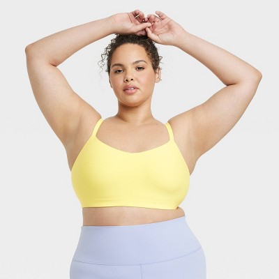 Women's Everyday Soft Light Support Strappy Sports Bra - All In Motion™  Lemon Yellow XXL