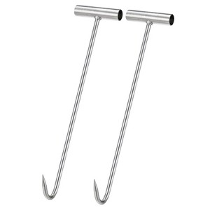 Unique Bargains Kitchen Butcher Shop Restaurant Stainless Steel T-Handle Meat Boning Hook 2 Pcs - 1 of 4