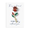 Anna-Kaci Red Rose Flower Enamel Gold Tone Stem Brooch Pin Clear Rhinestones with Family or Friend Gift Message Card & Envelope - 2 of 4