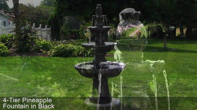 Tan Fiberglass Resin 4-Tier Pineapple Outdoor Water Fountain