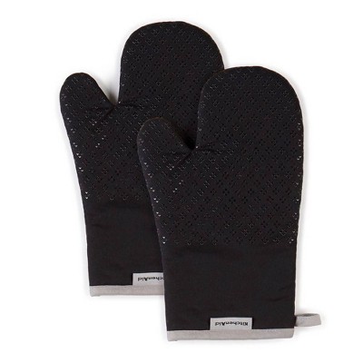 KitchenAid 2pk Cotton Asteroid Oven Mitts, Black