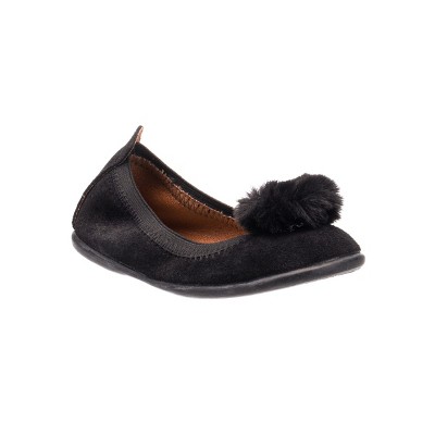Suede Pom Pom Ballerina