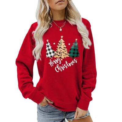 Coolmee Christmas Sweatshirt for Women Crewneck Long Sleeve Shirt Xmas Holiday Party Pullover Tops