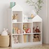 7 Cubby Kids Bookshelf Toy Storage Organizer White Bookcase Toddlers Playhouse Cabinet Shelf for Boys Girls Wooden Cubby Storage Toy Shelf - 2 of 4