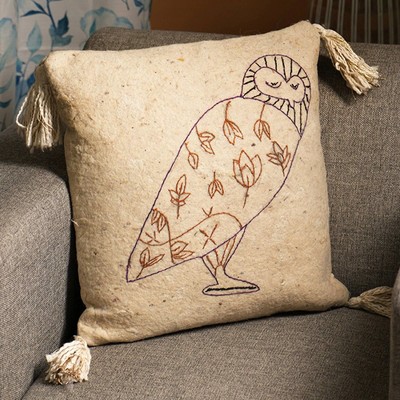 SEVOBAL Bed Pillows Bohemian Linen Printed Cushion with Decorative Fringes, Elegant Home Decor Accent for Bedroom, Beige, 18"*18"*2"