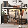 JUJABU Metal Loft Bed with Built-In Desk, Light, Shelves, Wardrobe and Drawers - 3 of 4
