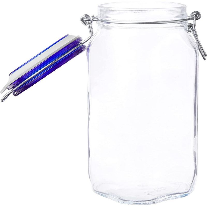 Bormioli Rocco Fido Square Jar with Blue Lid, 1.50 Liter (Pack of 2), 3 of 7