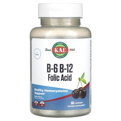 KAL Vitamin B-6 B-12 Folic Acid Supplement, B Vitamins for Healthy Energy, Heart & Red Blood Cell Support, w/Vitamin B12 Methylcobalamin and Folate,