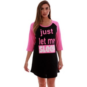 Just Love 100% Cotton Sleep Dress for Women Baseball Sleeve Nightshirt - 1 of 3