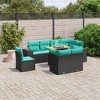 vidaXL 9 Piece Patio Sofa Set with Cushions - Black Poly Rattan without Storage - 2 of 4