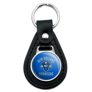 The University of New Orleans Privateers Logo Black Leather Keychain - 1 of 4