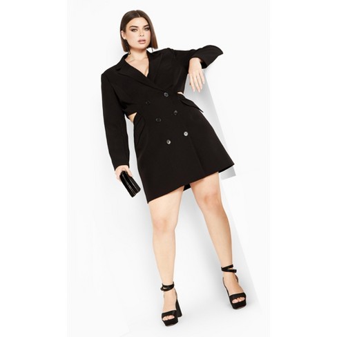 CITY CHIC | Women's Plus Size Tuxedo Twyla Dress - black - 12 Plus