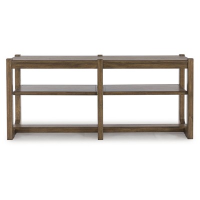 Light Brown Rectangular Wood Sofa Table with Storage