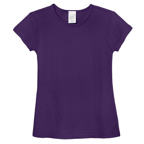 City Threads Organic Girls Cotton Soft Jersey Cap Sleeve Crew Tee | Purple - 4Y