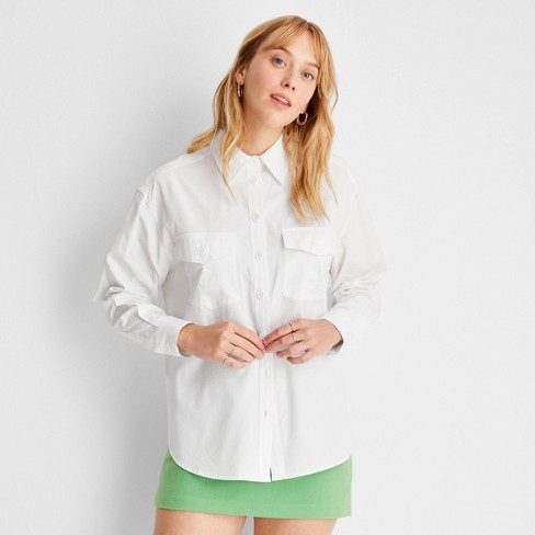 White button up shop shirt womens target