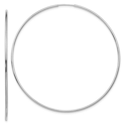 Black Bow Jewelry 1.2mm x 67mm 14k White Gold Polished Endless Tube Hoop Earrings