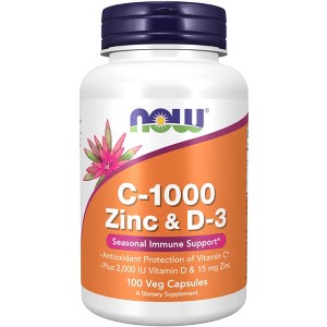 C-1000 Zinc & D-3 by Now Foods  -  100 VegCap - 1 of 3